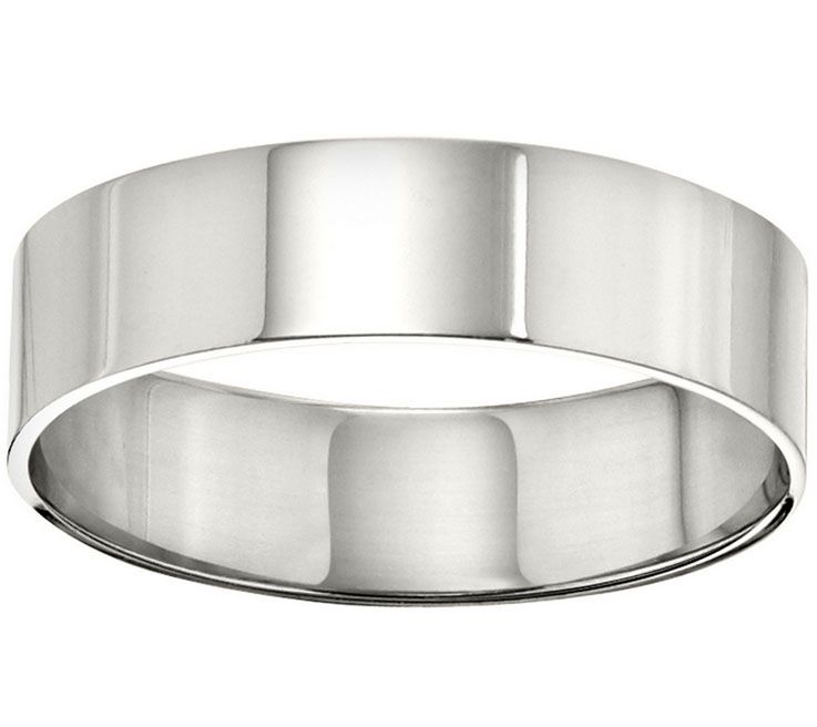 Men's 18K White Gold 6mm Flat Comfort Fit Wedding Band — Main view