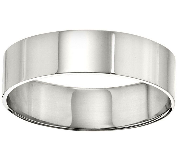 Women's 18K White Gold 6mm Flat Comfort Fit Wedding Band — Main view