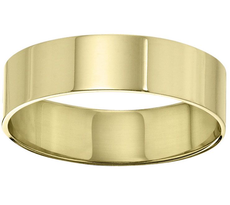 Men's 18K Yellow Gold 6mm Flat Comfort Fit Wedding Band — Main view