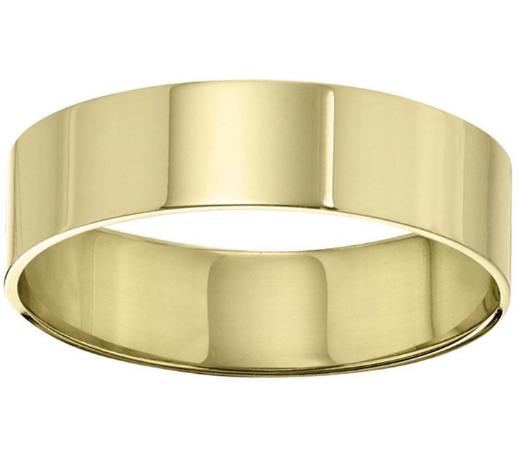Women's 18K Yellow Gold 6mm Flat Comfort Fit Wedding Band — Main view
