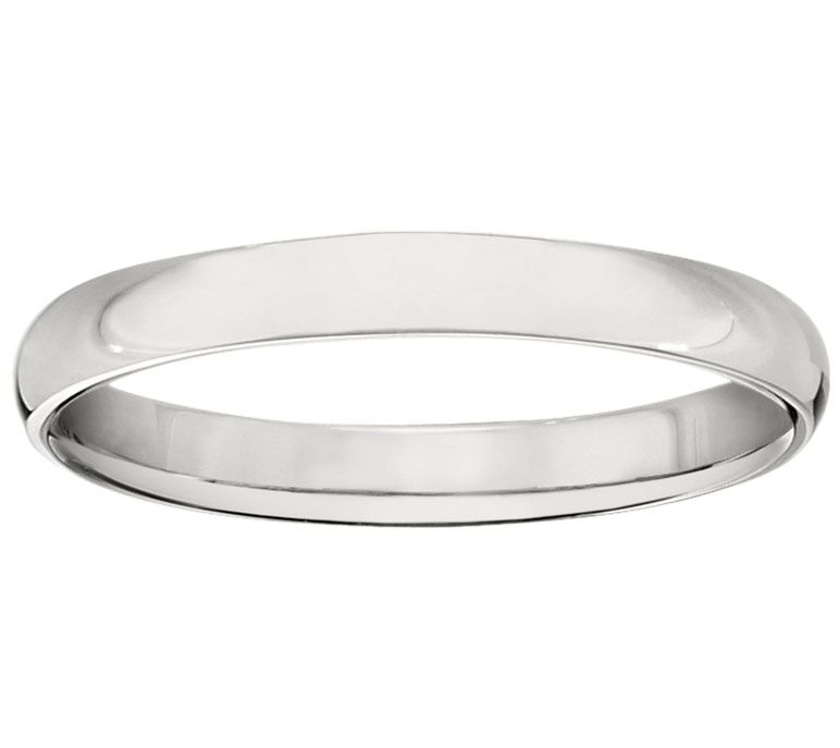 Men's 14K White Gold 3mm Half Round Wedding Band — Main view