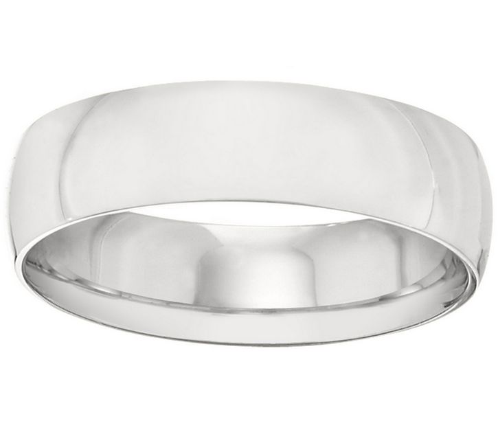 Men's 14K White Gold 6mm Half Round Wedding Band — Main view
