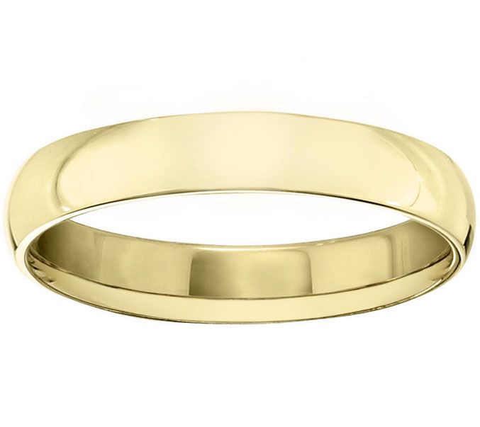 Women's 14K Yel low Gold 4mm Ha lf Round Weddin g Band — Main view