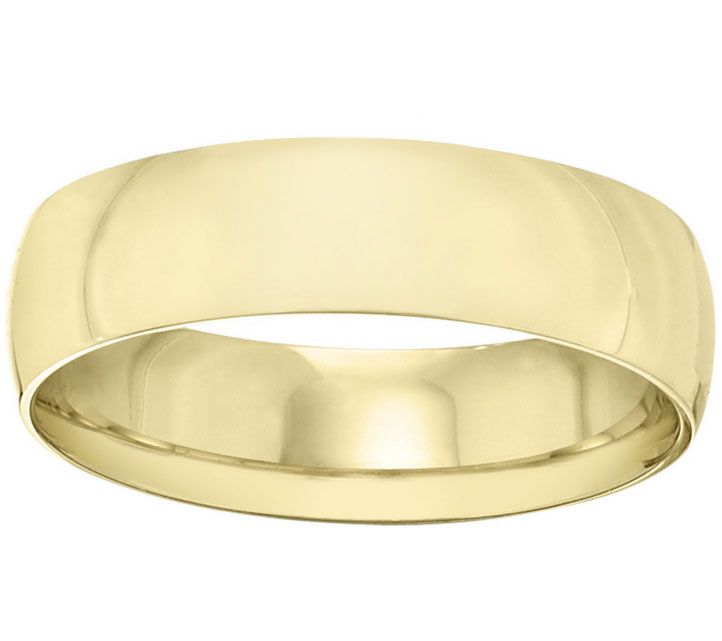 14K Men's Yellow Gold 6mm Half Round Wedding Band — Main view