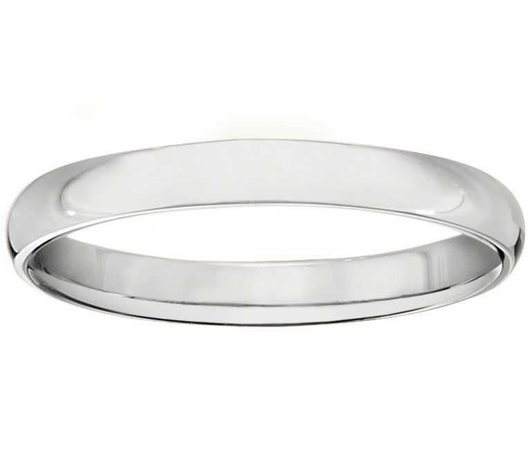 Men's 18K White Gold 3mm Half-Round Wedding Band — Main view
