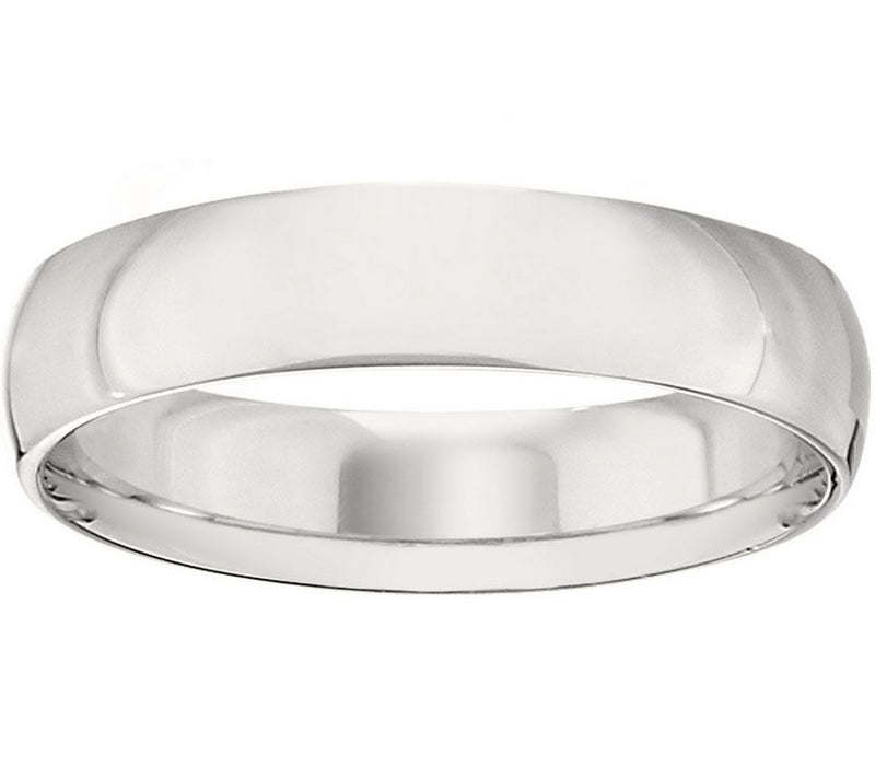 Men's 18K White Gold 5mm Half-Round Wedding Band — Main view