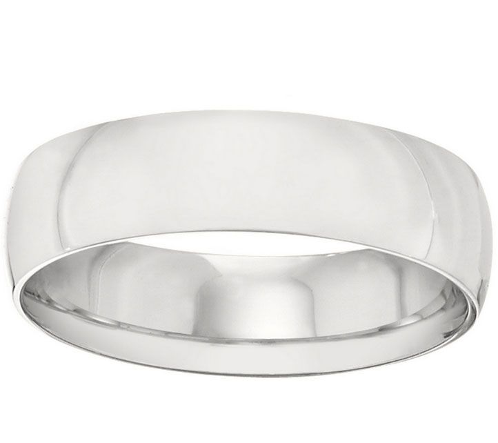 Men's 18K White Gold 6mm Half-Round Wedding Band — Main view