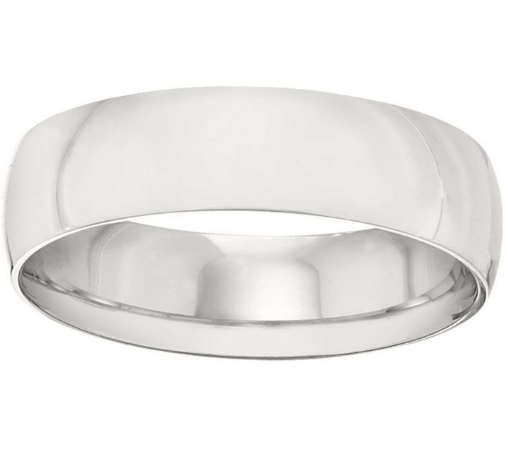 Women's 18K White Gold 6mm Half-Round Wedding Band — Main view