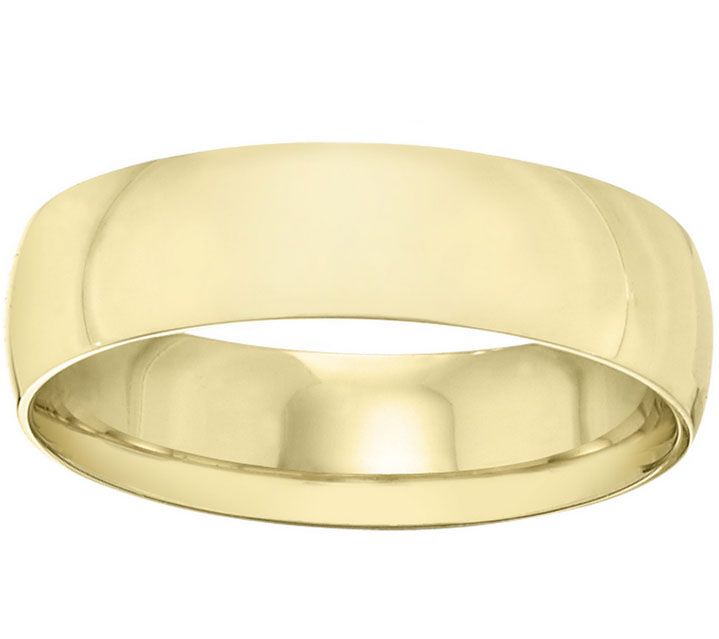 Men's 18K Yellow Gold 6mm Half-Round Wedding Band — Main view
