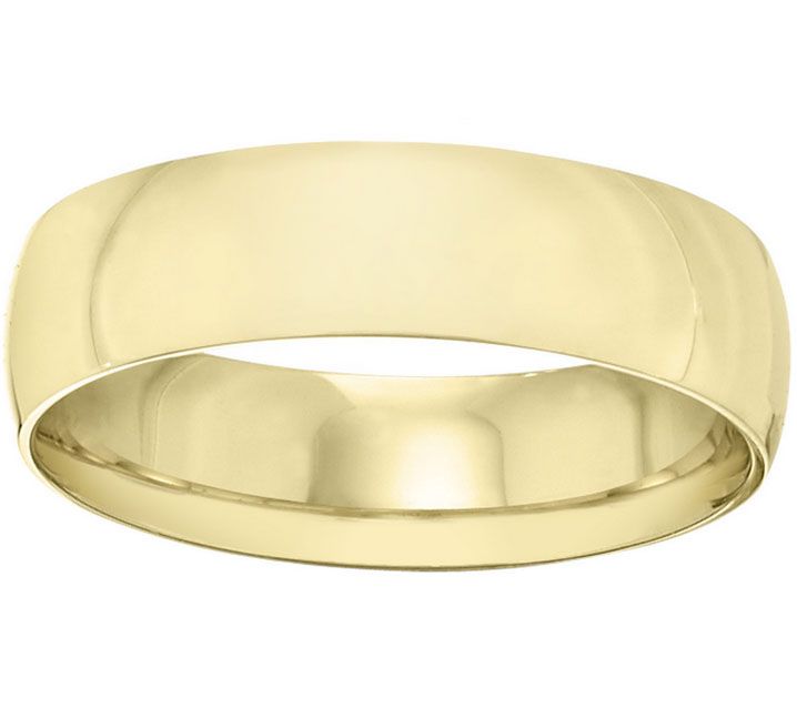 Women's 18K Yel low Gold 6mm Ha lf-Round Weddin g Band — Main view