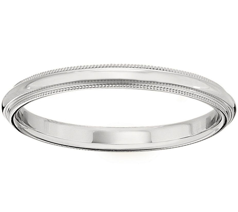 Women's 18K White Gold 2.5mm Milgrain Wedding Band — Main view