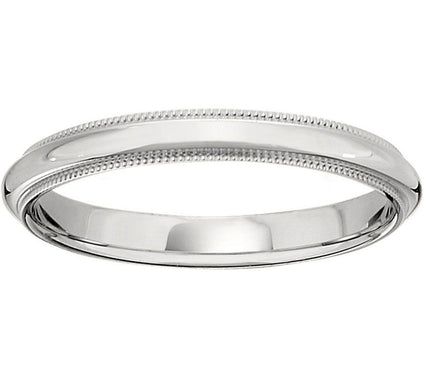 Men's 14K White Gold 3mm Milgrain Wedding Band