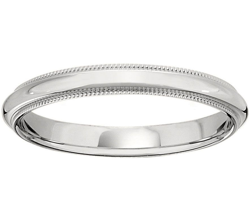 Men's 18K White Gold 3mm Milgrain Wedding Band — Main view