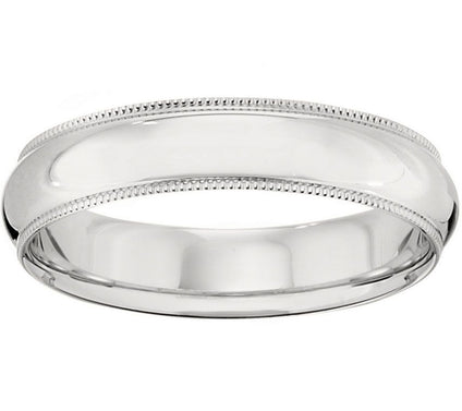 Men's 14K White Gold 5mm Milgrain Wedding Band
