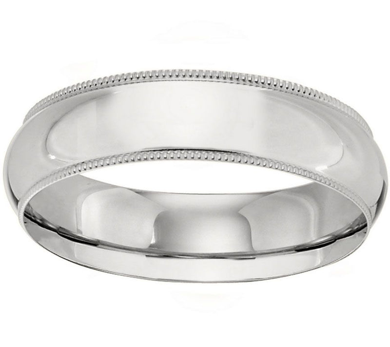 Men's 14K White Gold 6mm Milgrain Wedding Band — Main view
