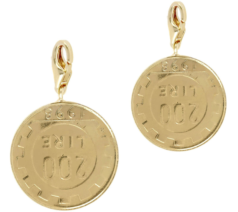 My Lira Set of 2 200-Lire Coin Charms, St erlinSilver — View 6