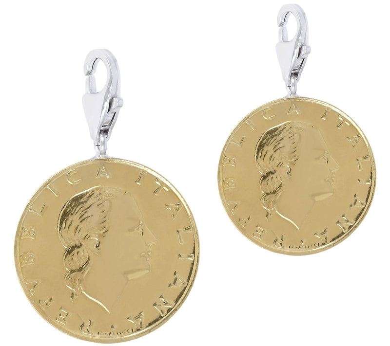 My Lira Set of 2 200-Lire Coin Charms, St erlinSilver — View 3