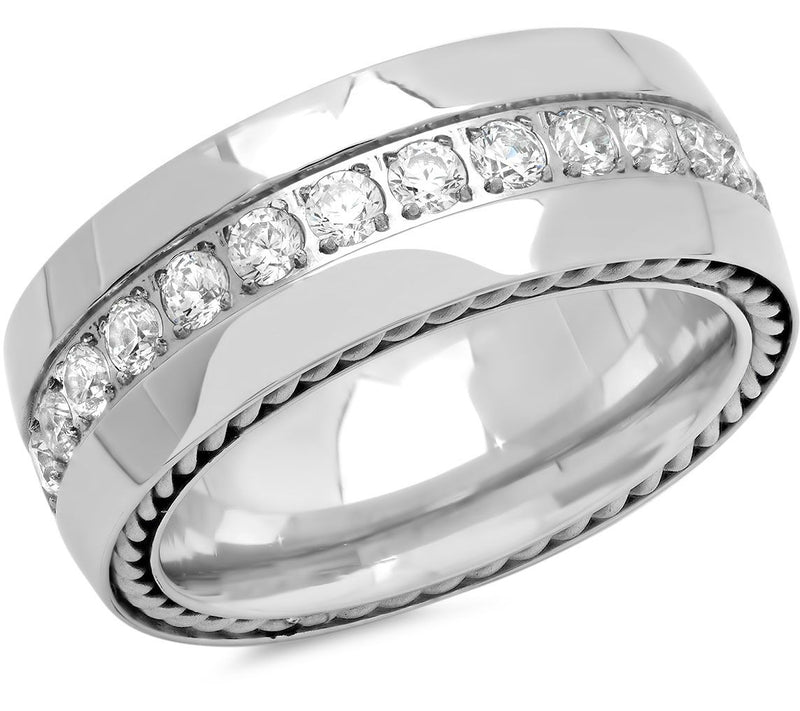 Steel by Design Men's Crystal Band Ring — Main view