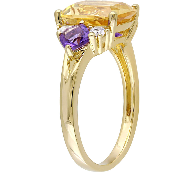 Sterling 3.30 cttw Citrine and Amethyst Ring — View 2