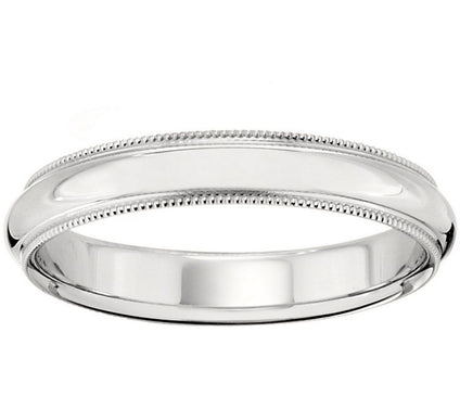 Men's 18K White Gold 4mm Milgrain Wedding Band