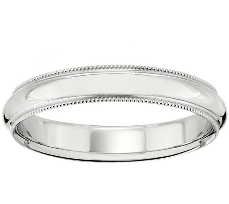 Men's 18K White Gold 4mm Milgrain Wedding Band — Main view