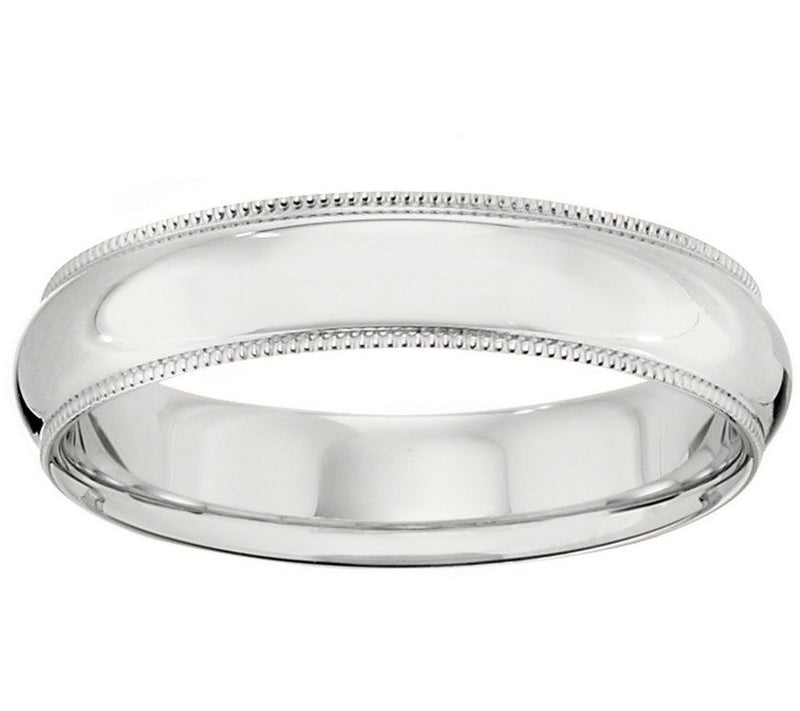 Men's 18K White Gold 5mm Milgrain Wedding Band — Main view