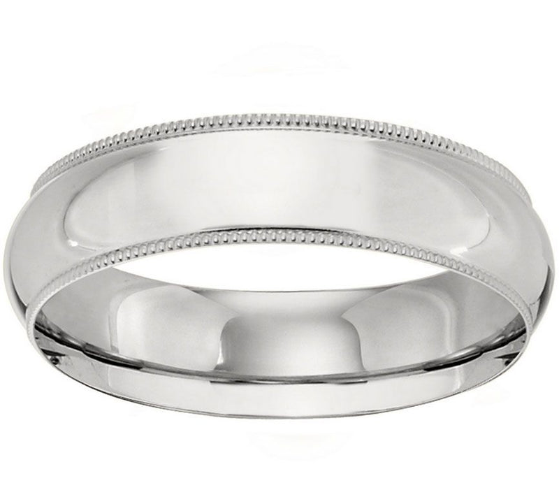 18K White Gold Men's 6mm Milgrain Wedding Band — Main view