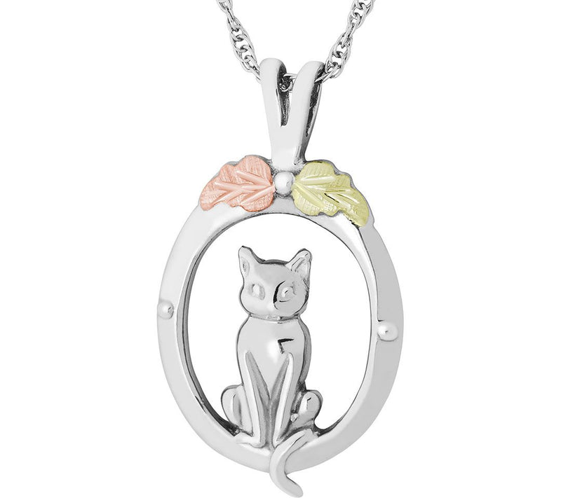 Black Hills Cat Pendant with Chain Sterling/12KGold — Main view