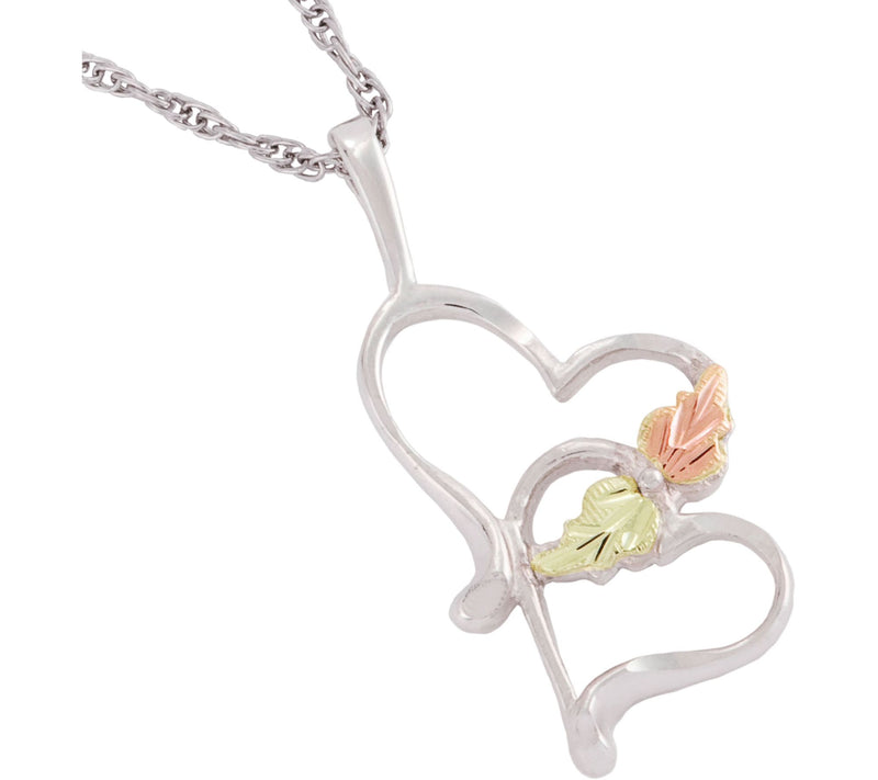 Black Hills Double Heart Pendant w/ Chain Sterl ing/12K — Main view