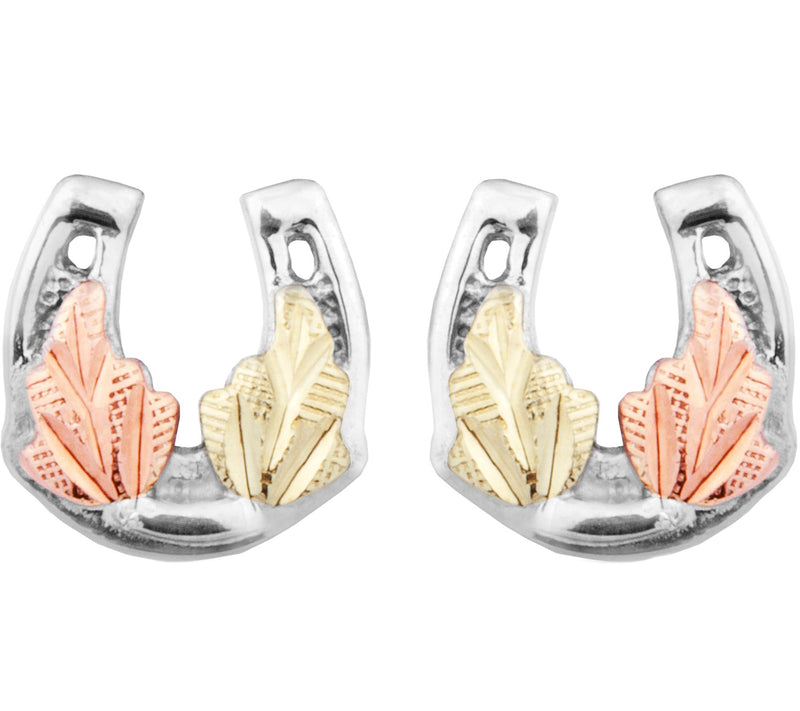 Black Hills Horseshoe Earrings Sterling /12K — Main view