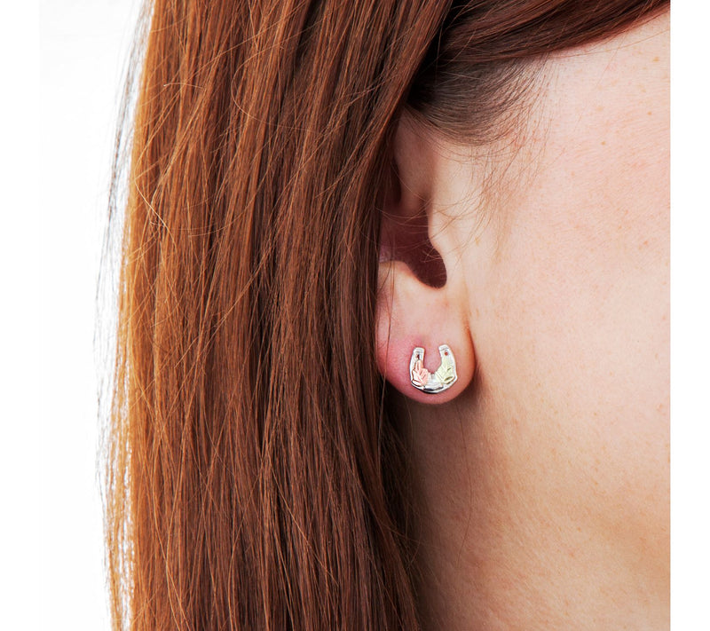 Black Hills Horseshoe Earrings Sterling /12K — View 3