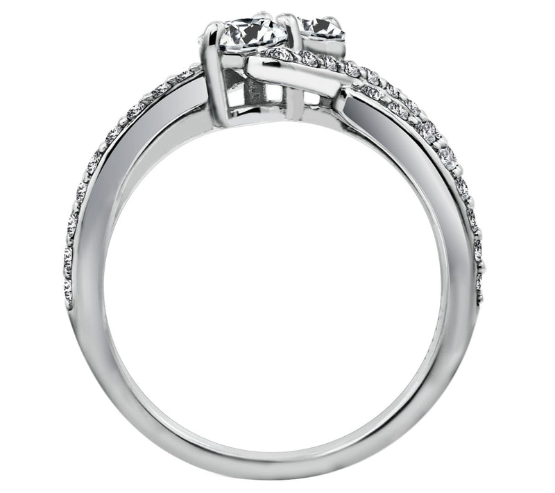 Diamonique 1.55 cttw Double Bypass Ring, Platinum Clad — View 2