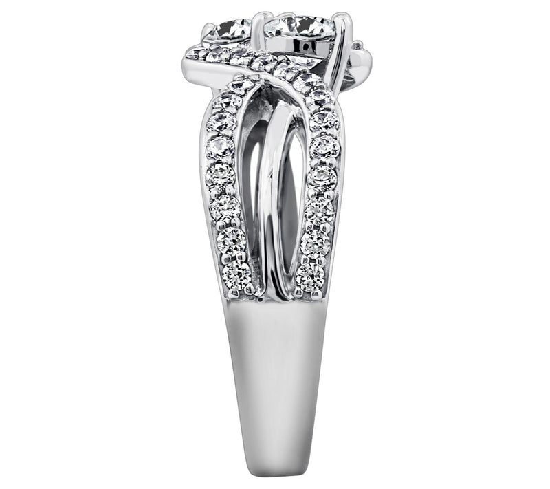 Diamonique 1.55 cttw Double Bypass Ring, Platinum Clad — View 3