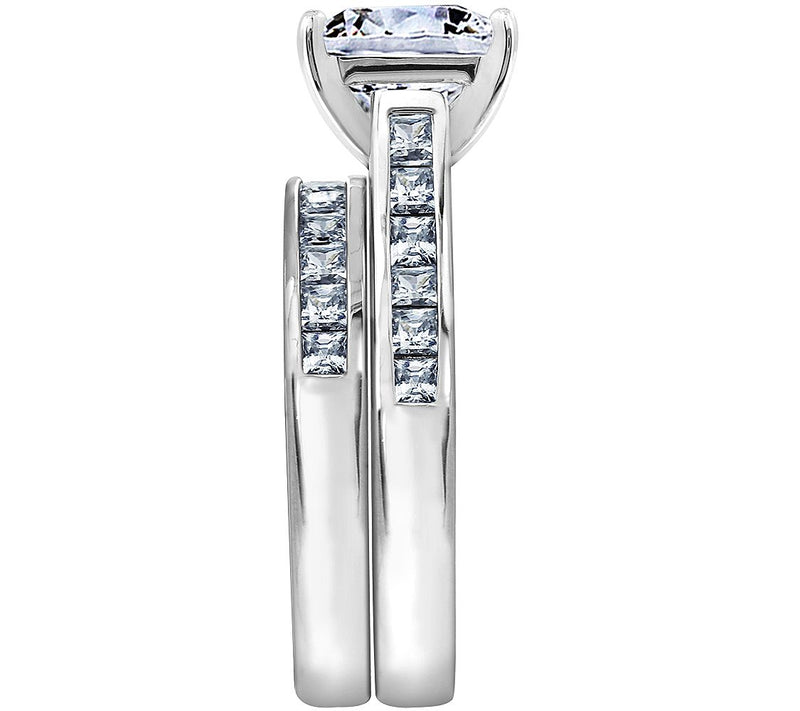Diamonique 3.85 cttw Ring Set, Platinum Clad — View 3