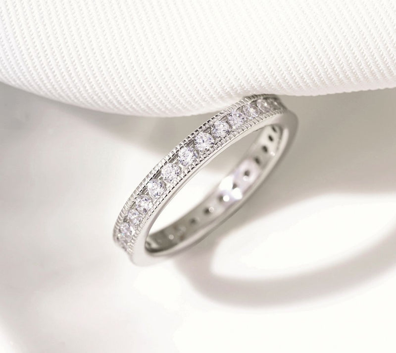 Diamonique 1.10 cttw Round Eternity Band Ring,Platinum Clad — View 5