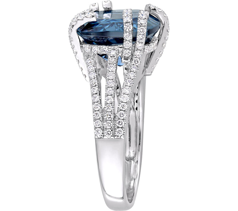 Bellini 7.25 ct London Blue Topaz & 7/10 cttw Diamond Ring — View 2