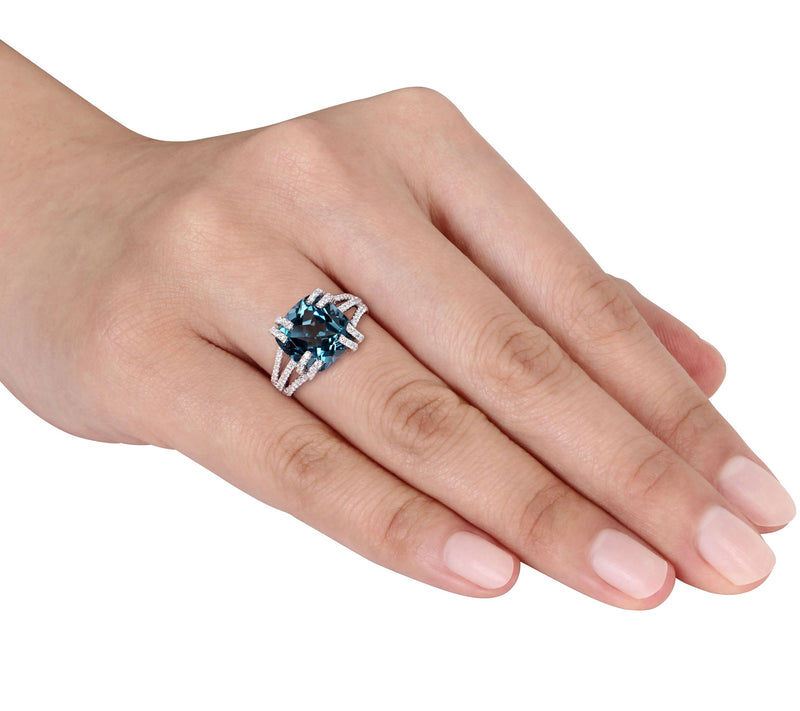Bellini 7.25 ct London Blue Topaz & 7/10 cttw Diamond Ring — View 3
