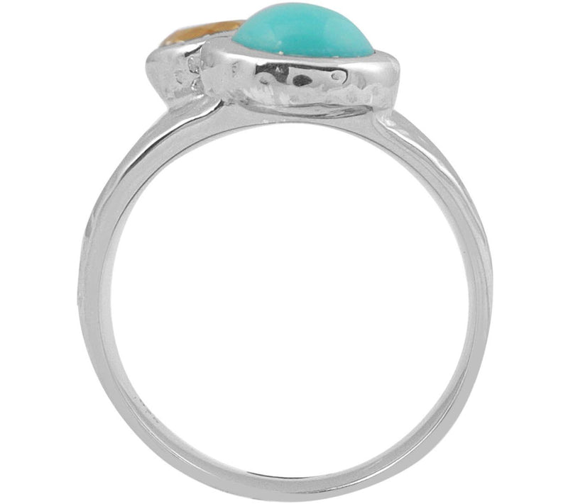 Sterling Turquoise & Citrine Hammered Band Ring — View 6