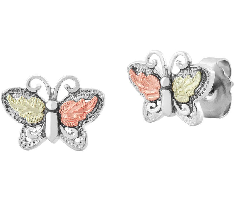 Black Hills Butterfly Pendant & Earrings Set St erling/12K Gol — View 3