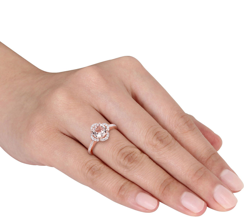 Bellini 14K Gold 1.17 ct Morganite & 1/4 ct Diamond Halo Ring — View 4