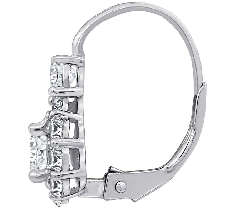 Diamonique 2.45 cttw Flower Earrings, PlatinumPlated — View 4