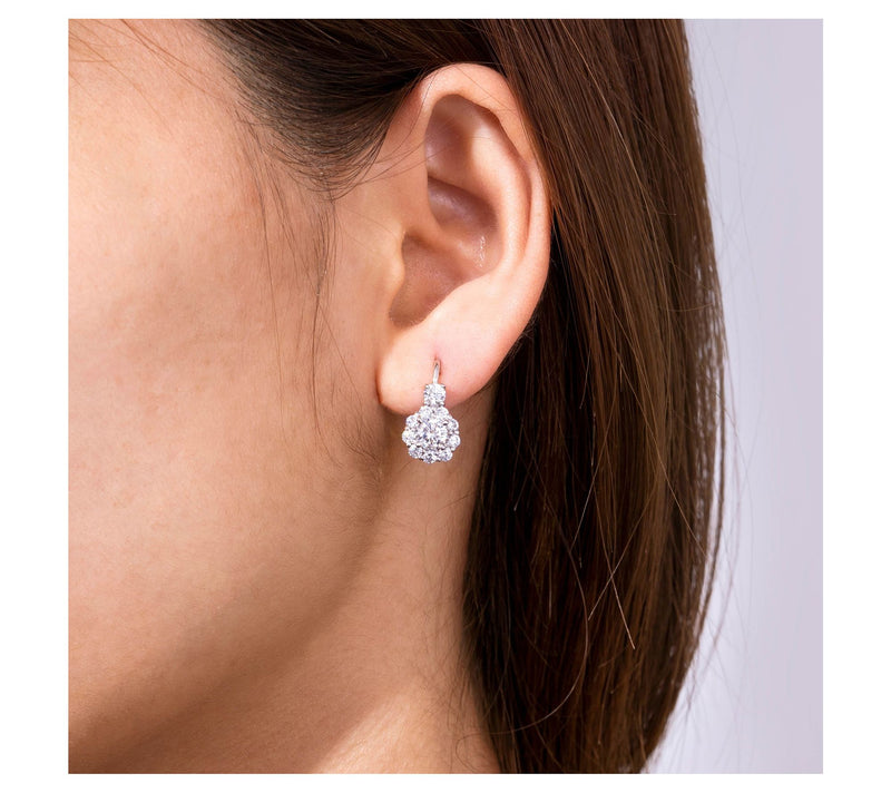 Diamonique 2.45 cttw Flower Earrings, PlatinumPlated — View 2