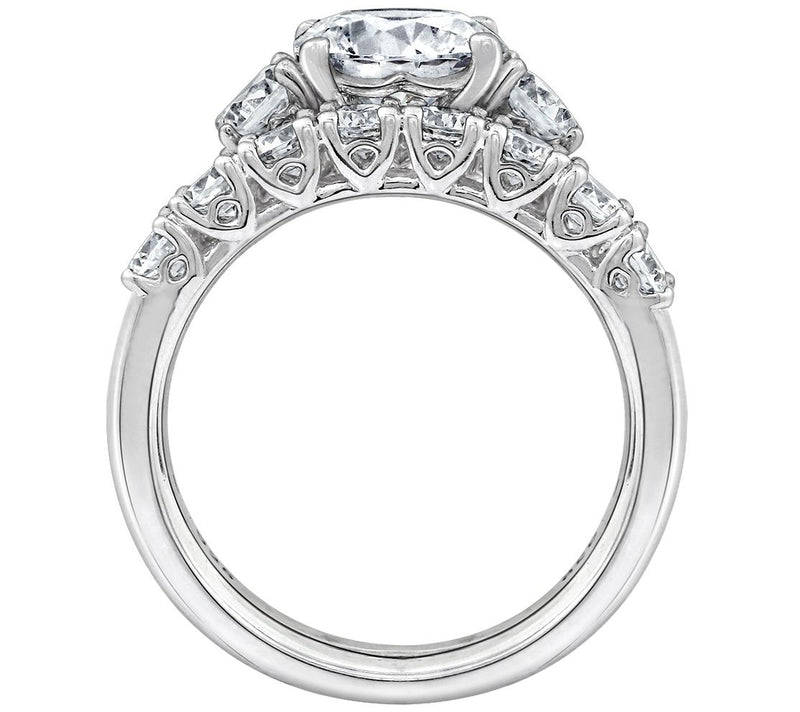 Diamonique 3.65 cttw 3-Stone Round Ring Set, Platinum Plated — View 2