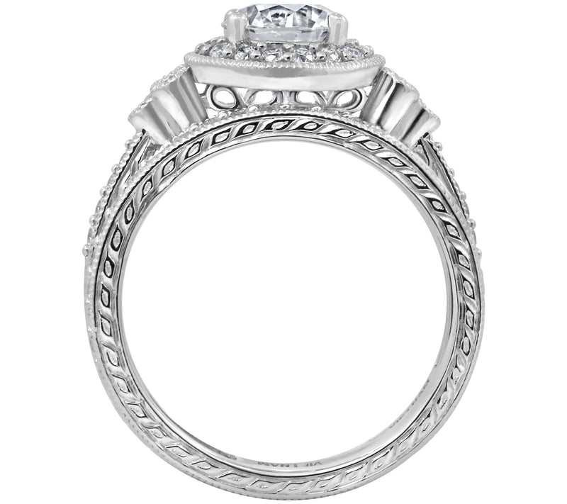 Diamonique 2.10 cttw Round Halo Ring Set, Platinum Plated — View 2