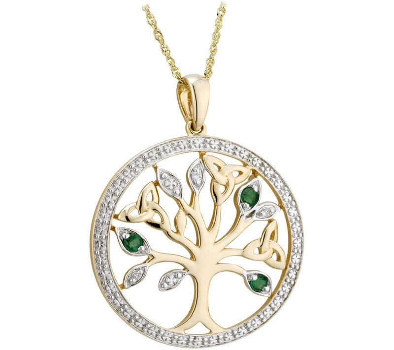 Solvar 14K Diamond & Emerald Accent Tree of Life Pendant — Main view