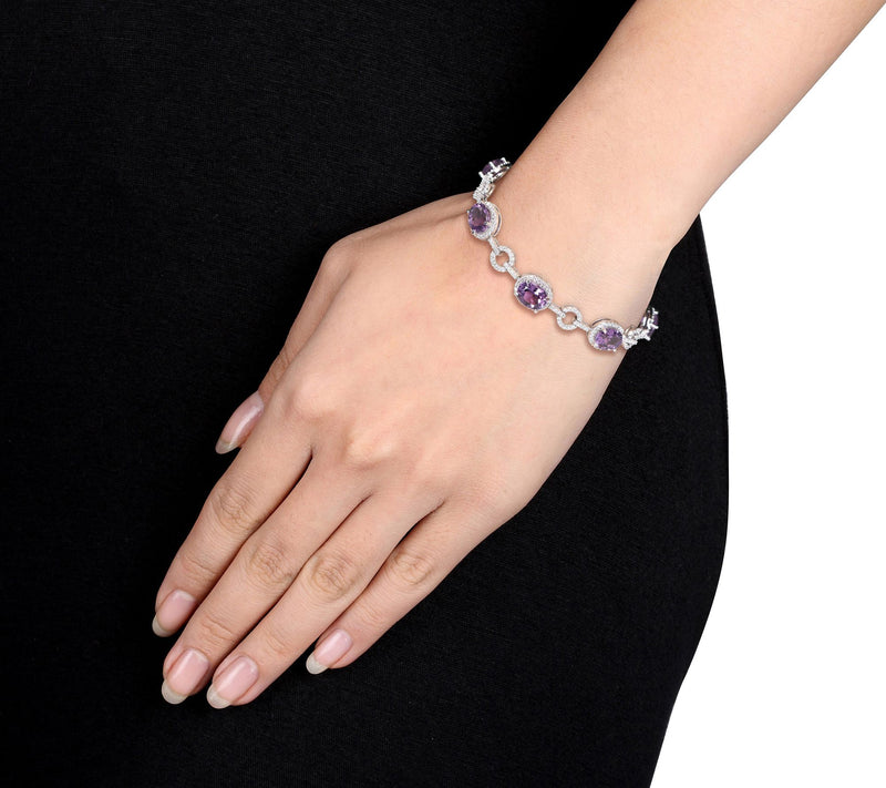 Bellini 14K Gold 14.00 cttw Amethyst & DiamondBracelet — View 3