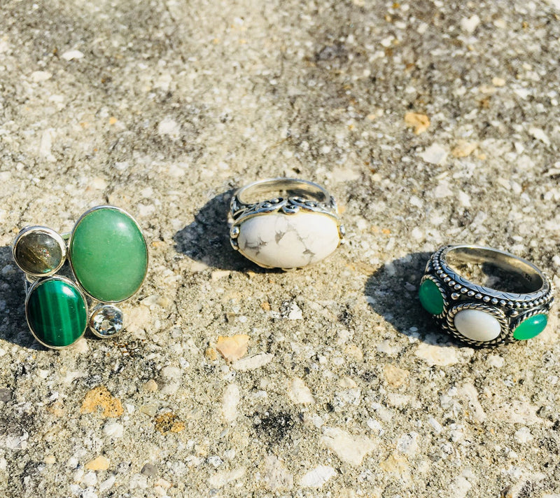 Elyse Ryan Sterling Gemstone Station Band Ring — View 5