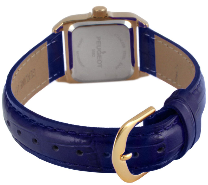 Peugeot Women's 14K Gold-Plated Stainless Square Leather Watc — View 9