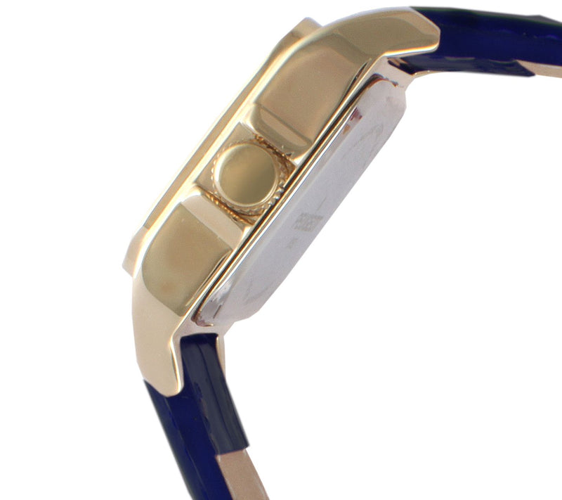 Peugeot Women's 14K Gold-Plated Stainless Square Leather Watc — View 8