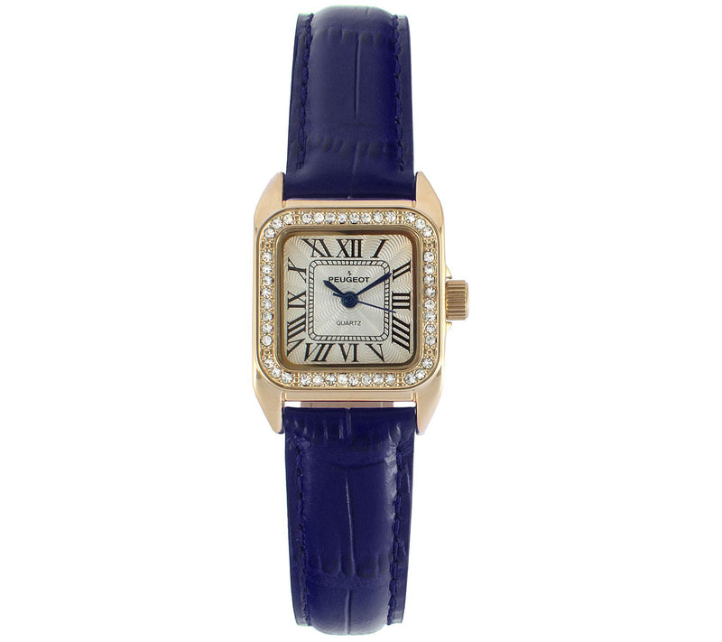 Peugeot Women's 14K Gold-Plated Stainless Square Leather Watc — Main view